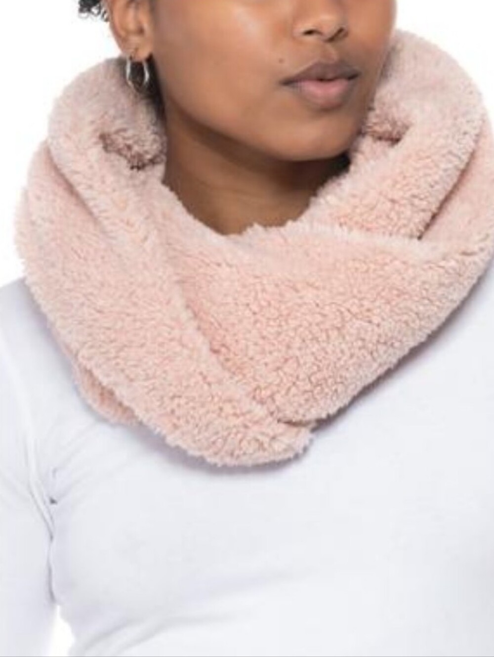 Cozy Plush Infinity Scarf - Blush Pink